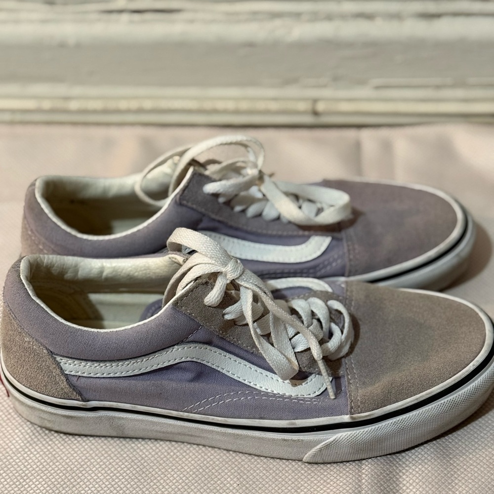 Vans Purple and White Sneakers Classic Canvas Design